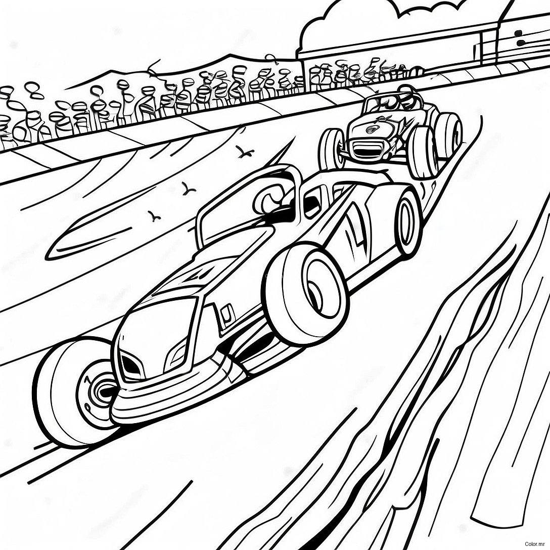 Exciting Dirt Track Racing Scene Coloring Page 59517 49397