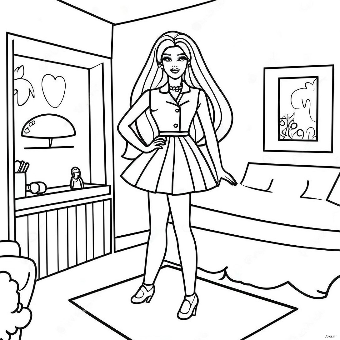 Fashionable 90s Barbie In A Dream House Coloring Page 21163 19541