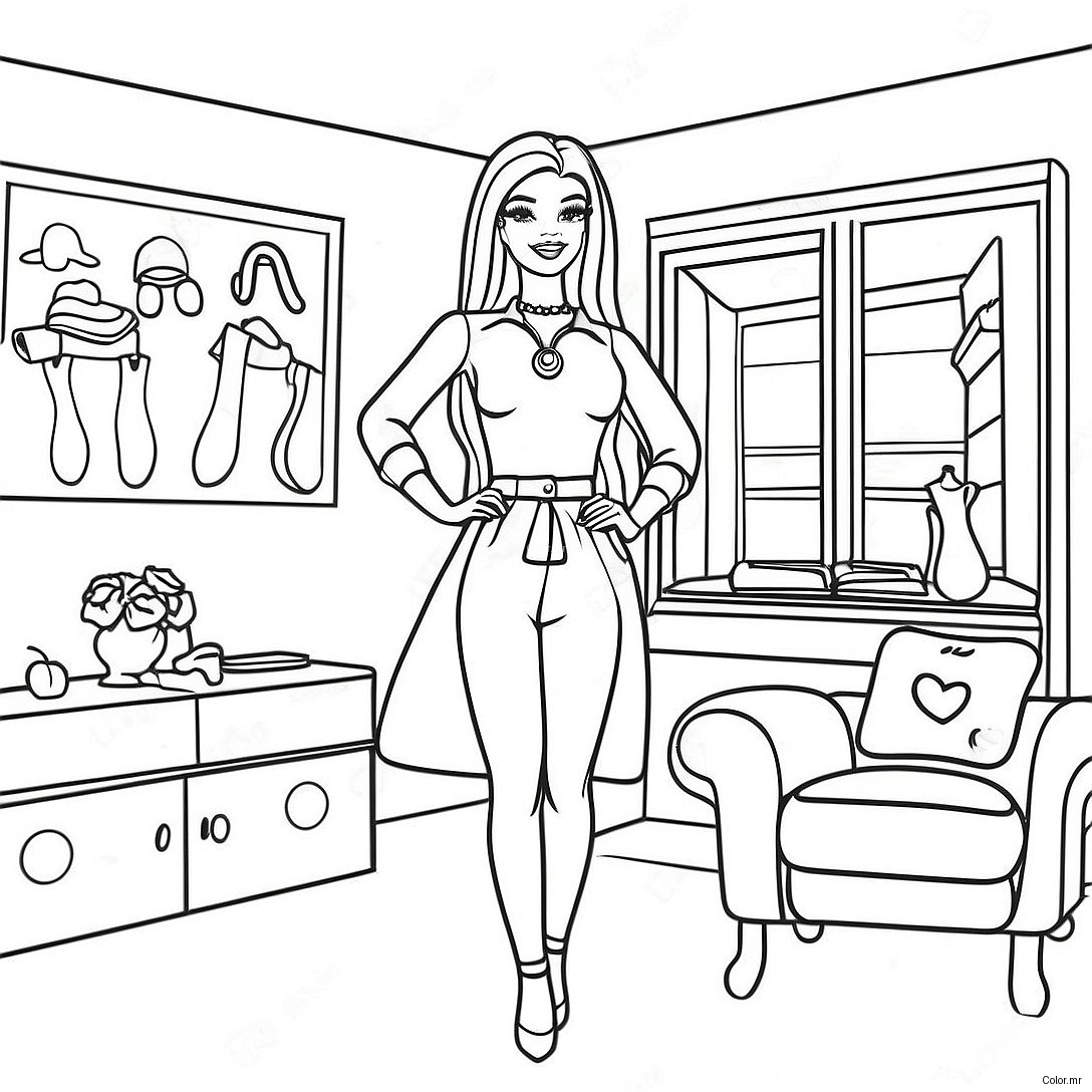 Fashionable 90s Barbie In A Dream House Coloring Page 21163 19543