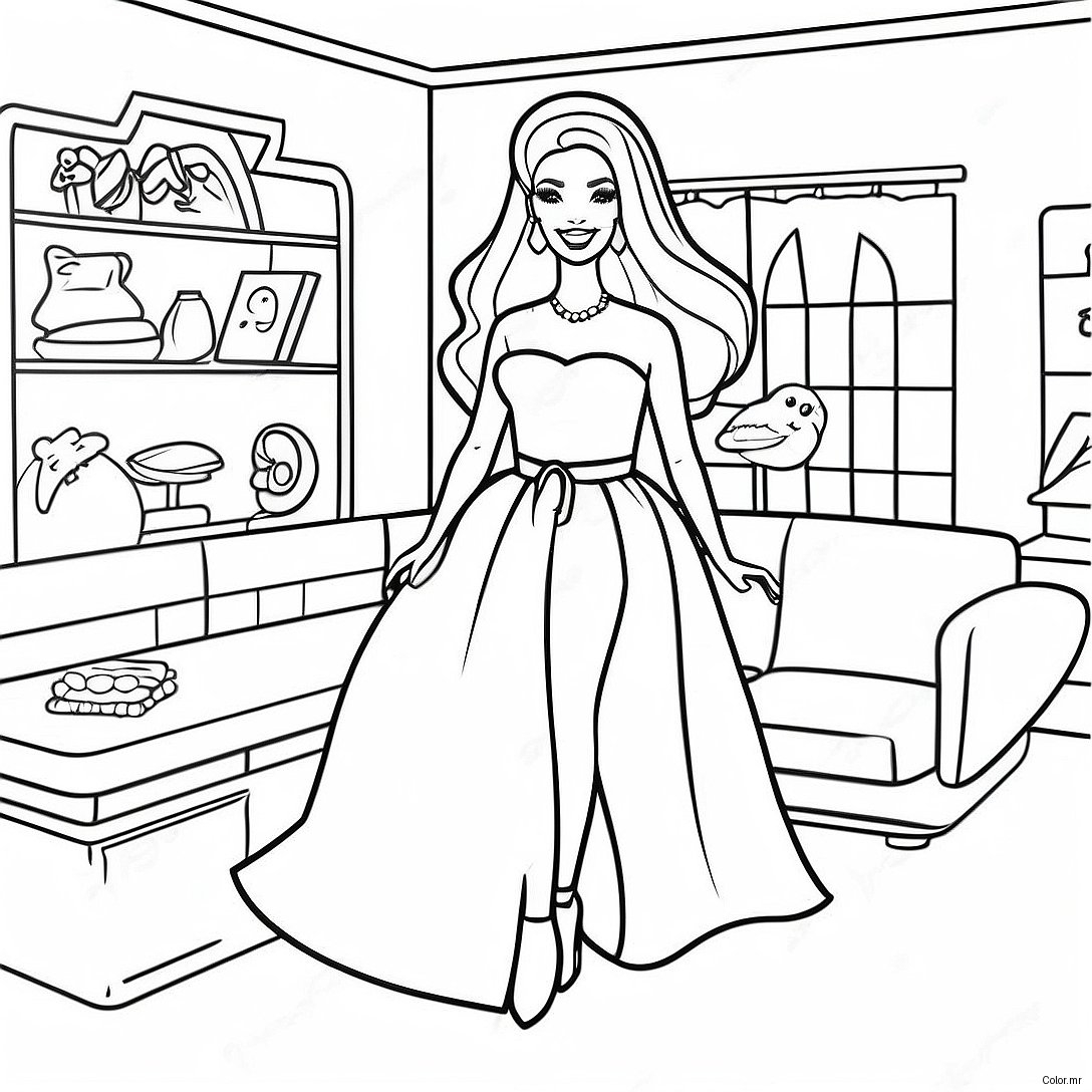 Fashionable 90s Barbie In A Dream House Coloring Page 21163 19544