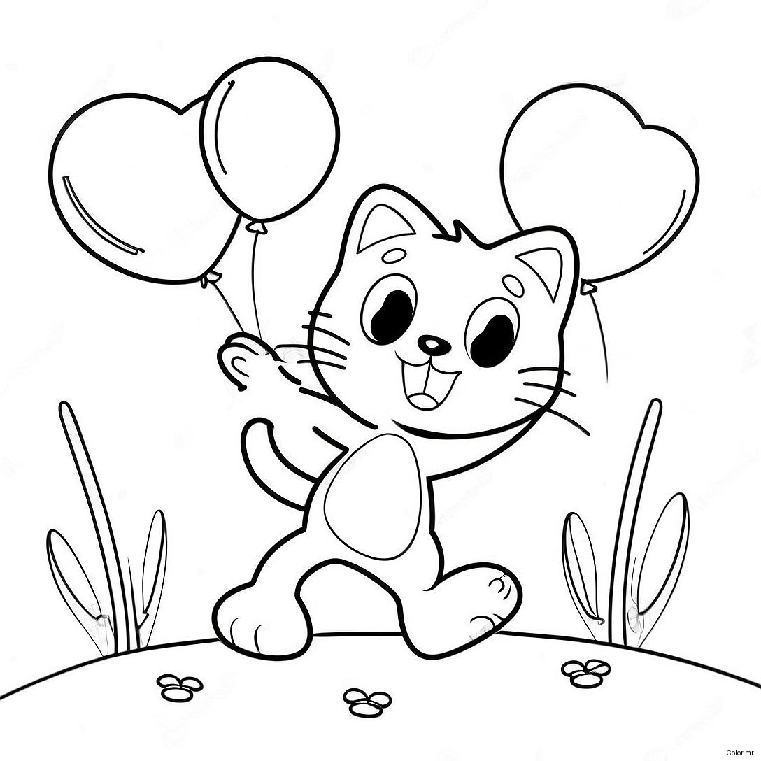 Felix The Cat Playing With Balloons Coloring Page 35914 29865