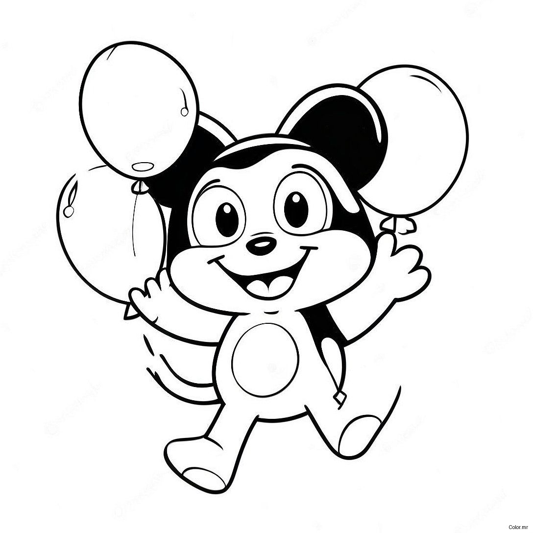 Felix The Cat Playing With Balloons Coloring Page 35914 29866