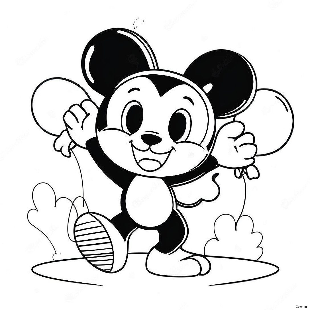 Felix The Cat Playing With Balloons Coloring Page 35914 29966