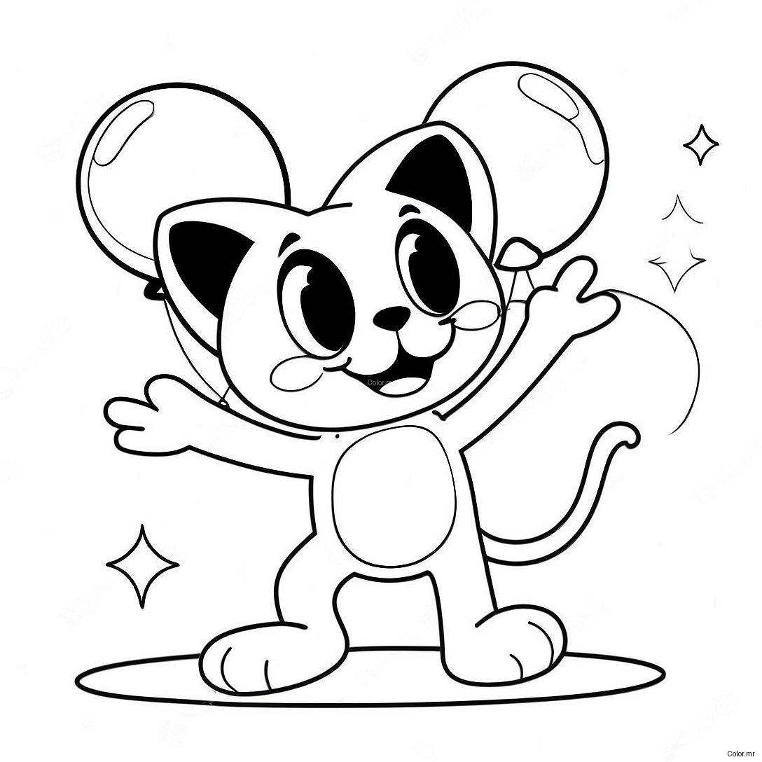 Felix The Cat Playing With Balloons Coloring Page 35914 29968