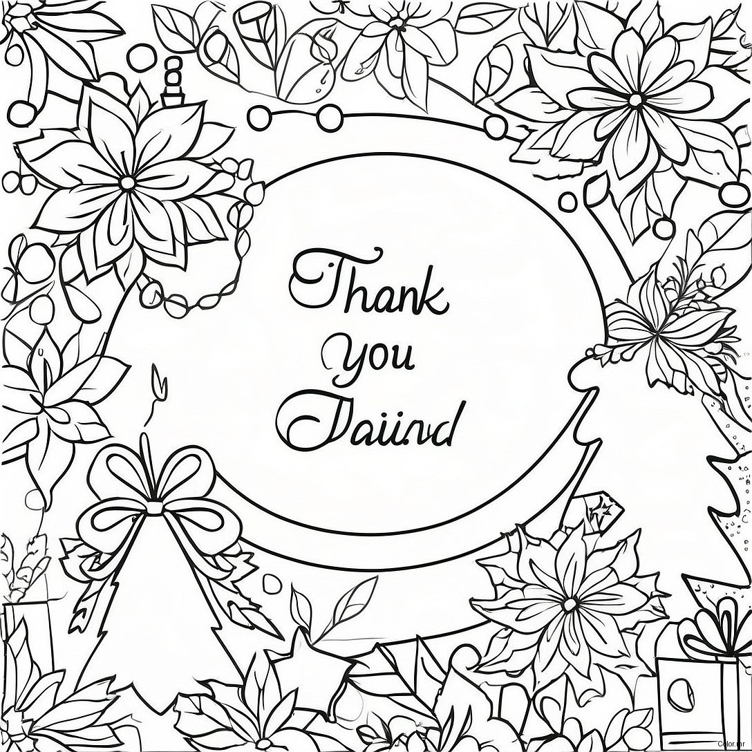 Festive Christmas Thank You Card Coloring Page 62638 51879