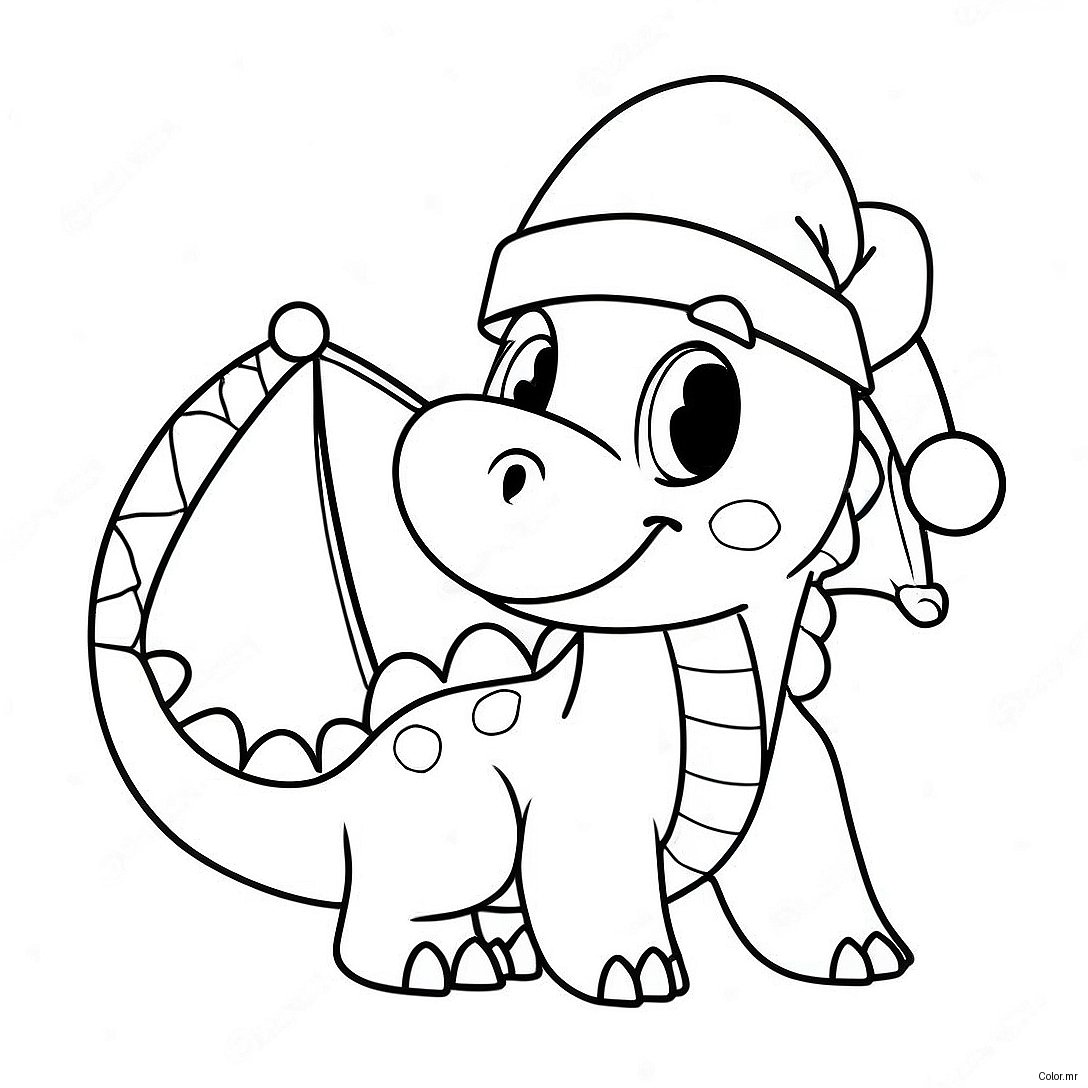 Festive Dragon With Santa Hat Coloring Page 39158 32513