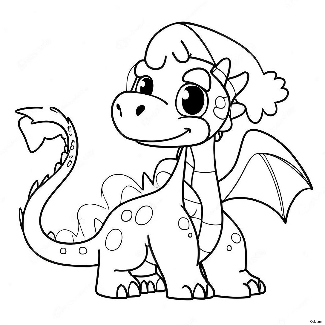 Festive Dragon With Santa Hat Coloring Page 39158 32515