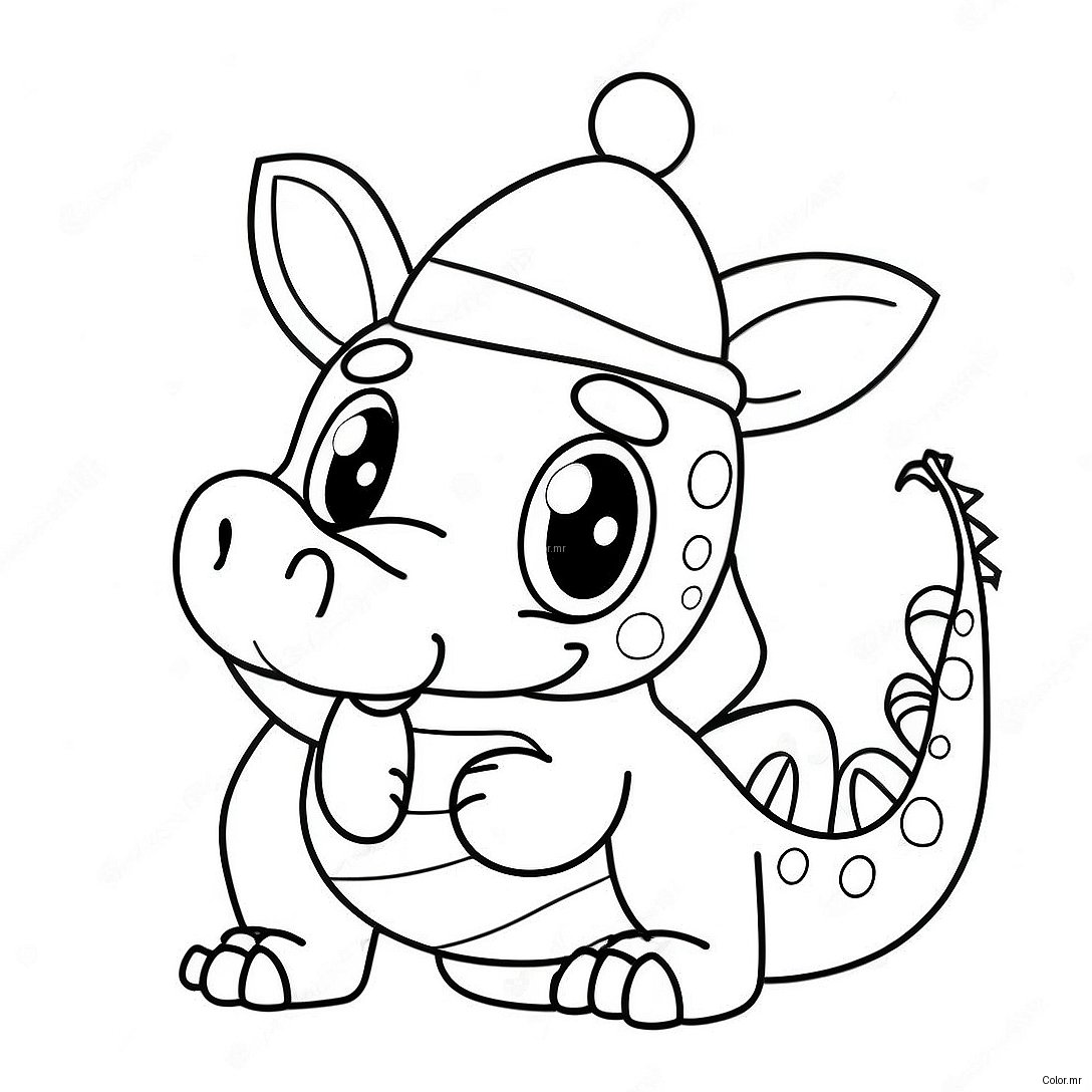 Festive Dragon With Santa Hat Coloring Page 39158 32516