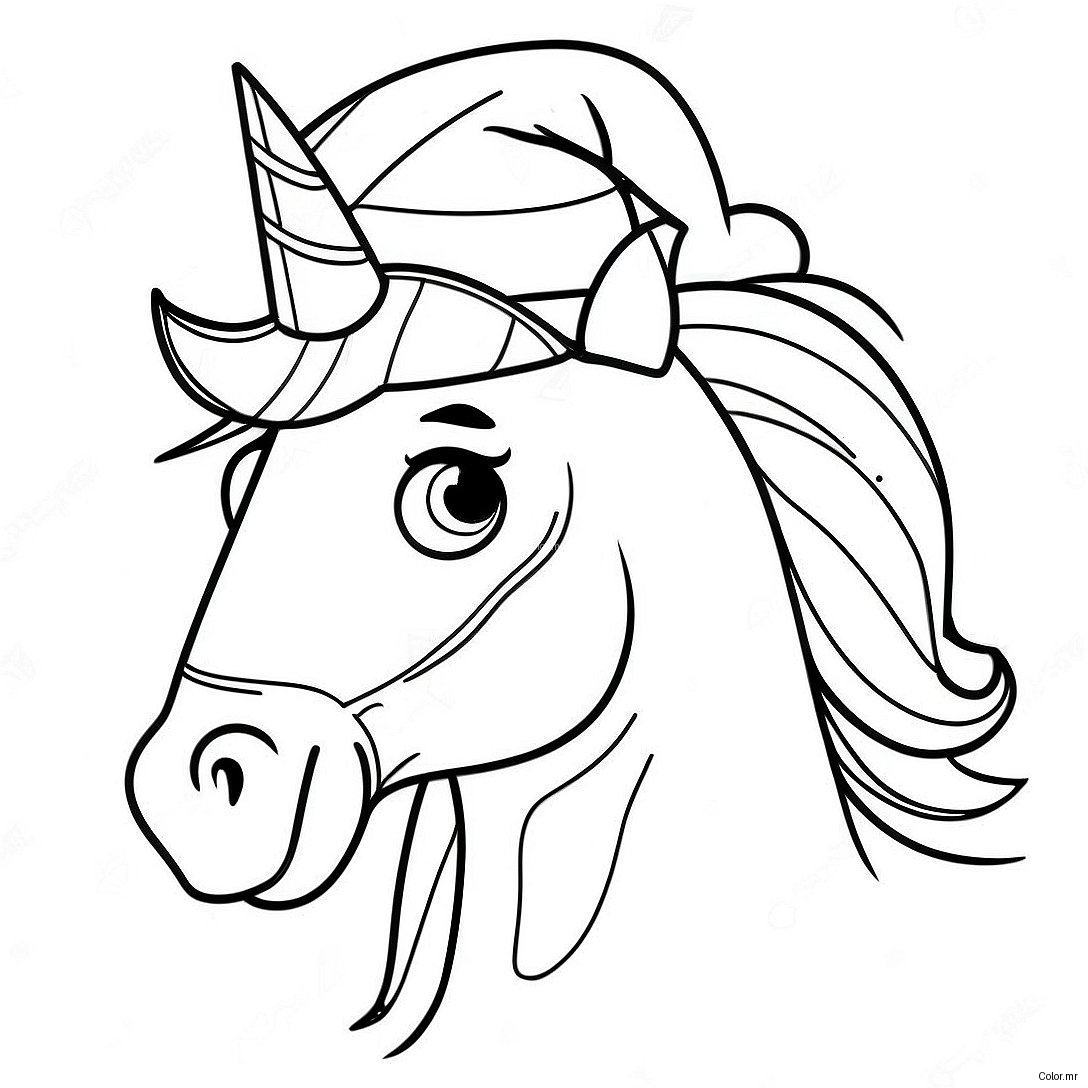 Festive Horse With Santa Hat Coloring Page 13008 10809