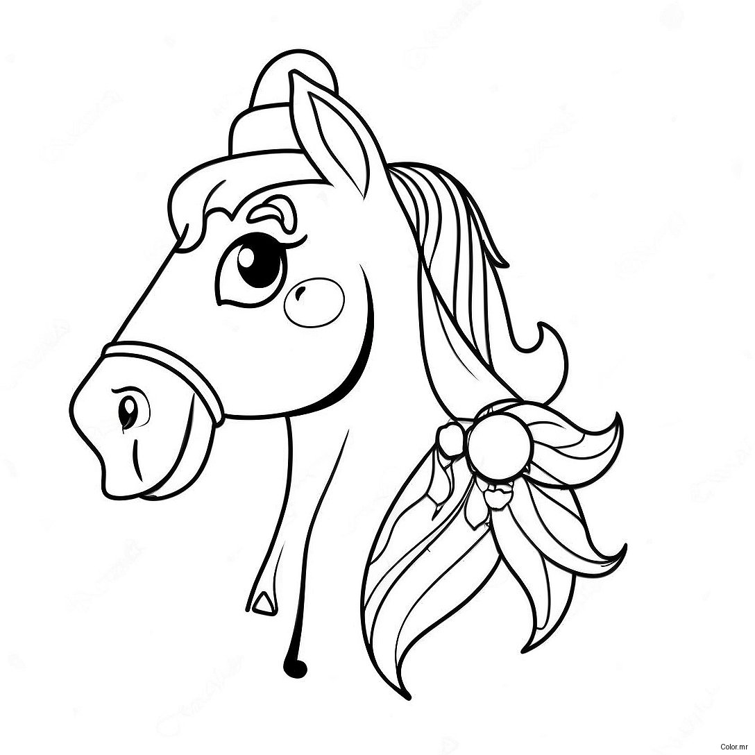 Festive Horse With Santa Hat Coloring Page 13008 10811