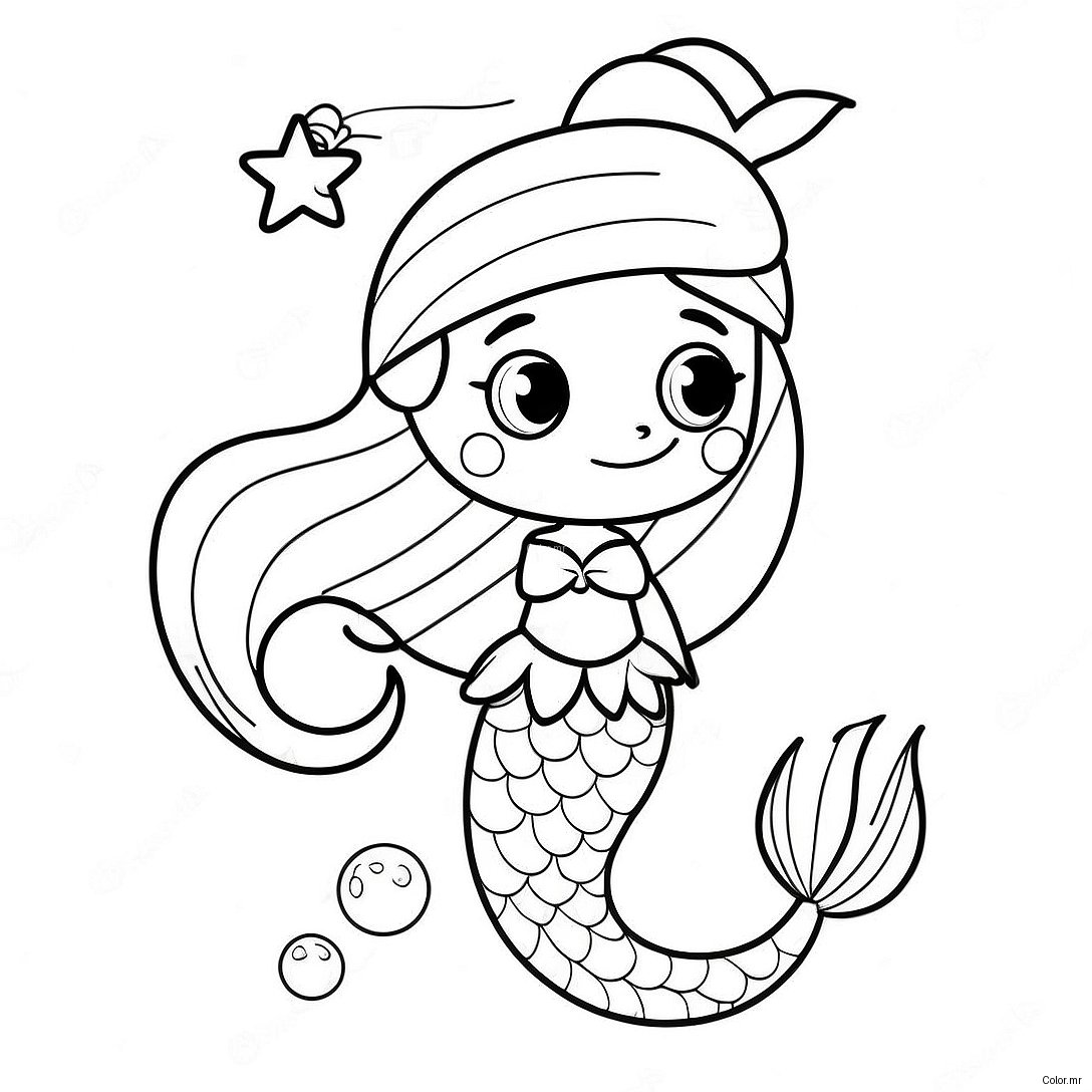 Festive Mermaid With Santa Hat Coloring Page 19659 18379