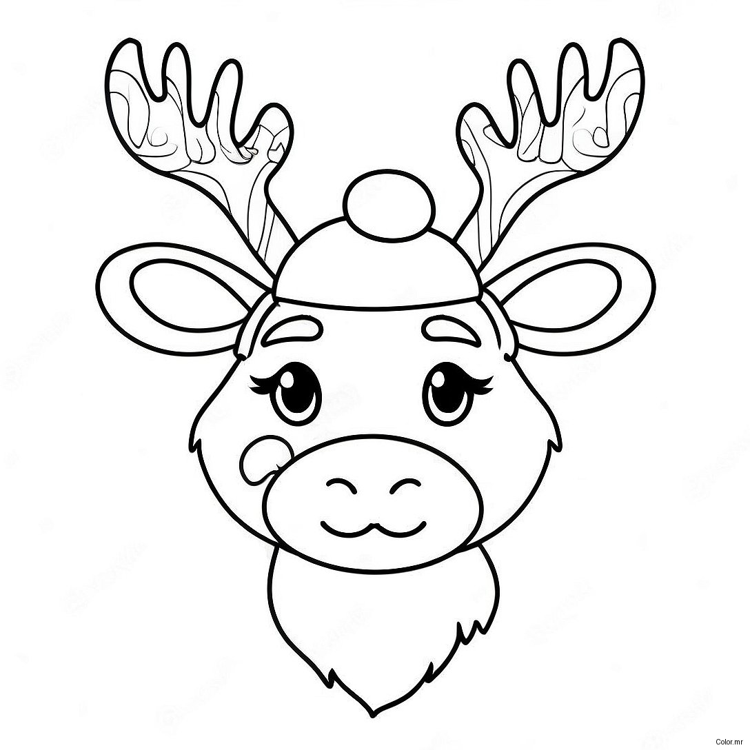 Festive Reindeer With Santa Hat Coloring Page 29678 26750