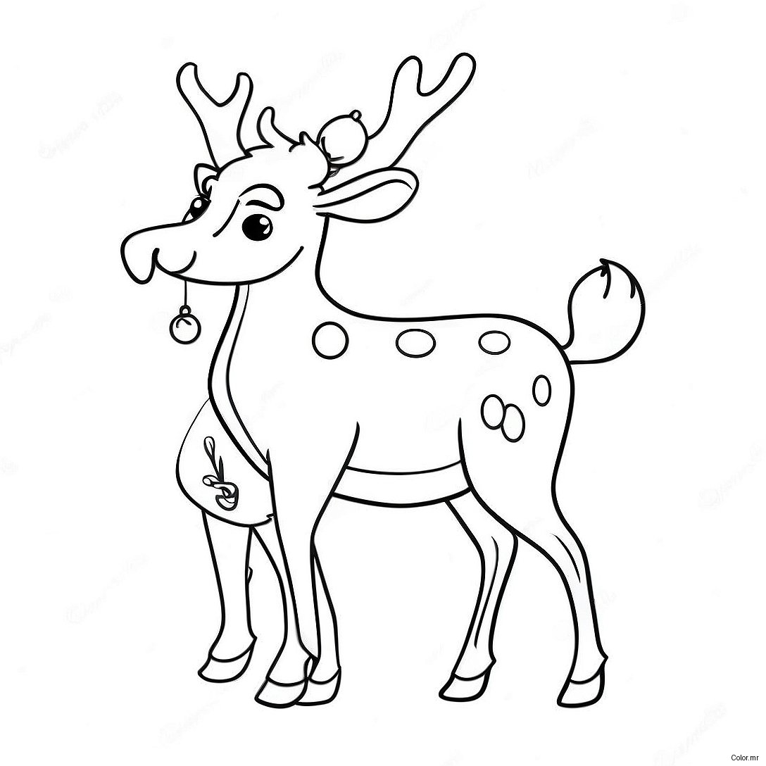 Festive Reindeer With Santa Hat Coloring Page 29678 26752
