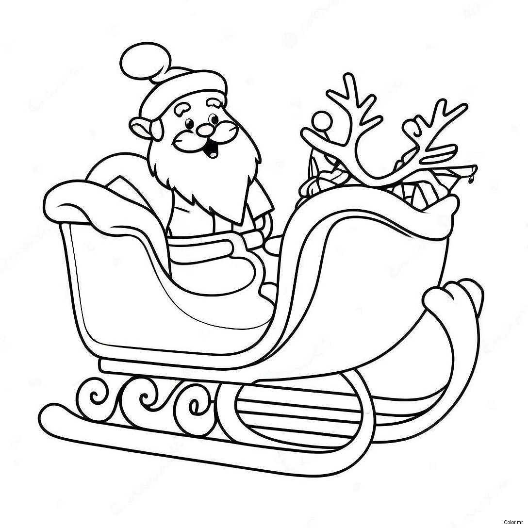 Festive Santa Sleigh With Jolly Reindeer Coloring Page 45124 37489