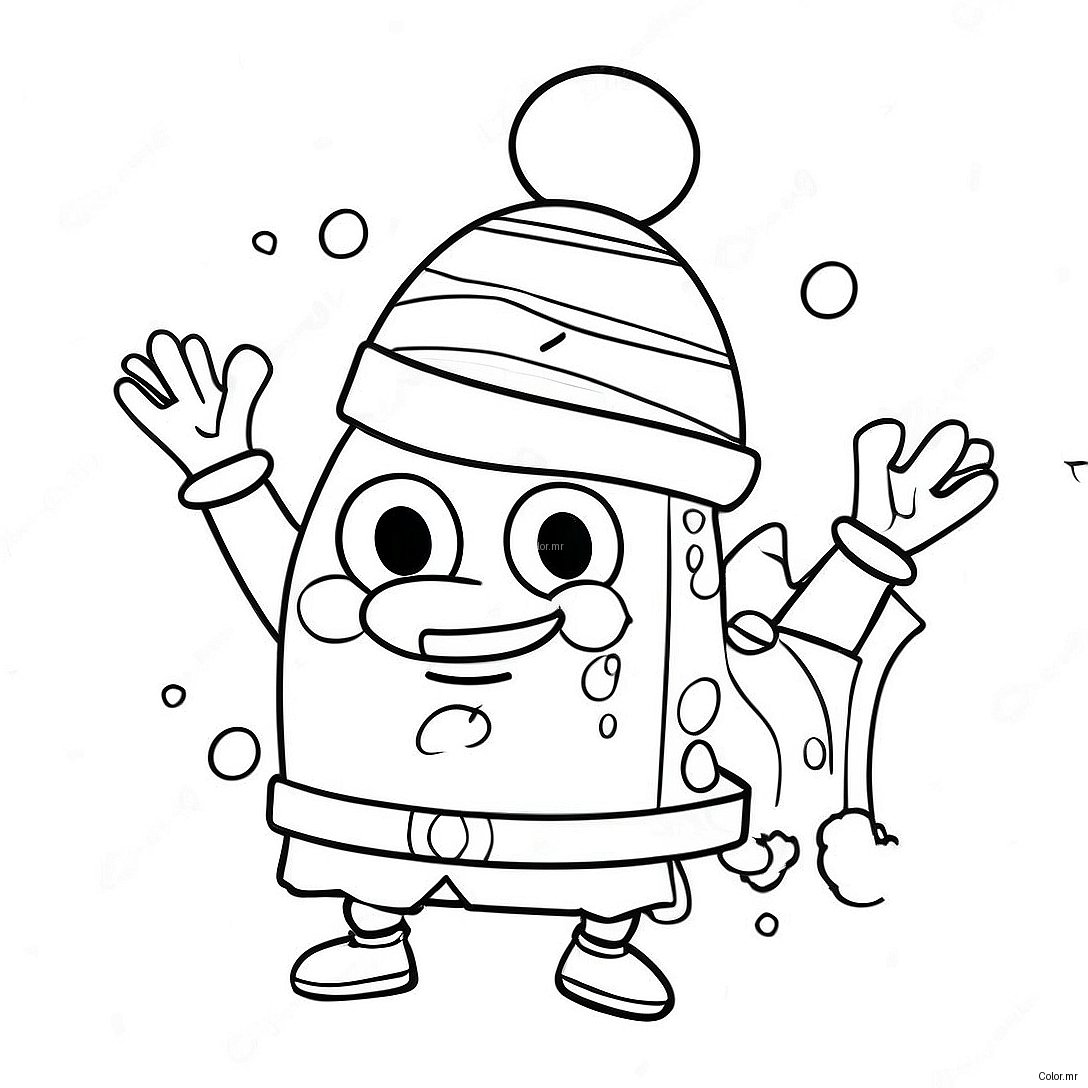 Festive Spongebob With Santa Hat Coloring Page 45254 37596