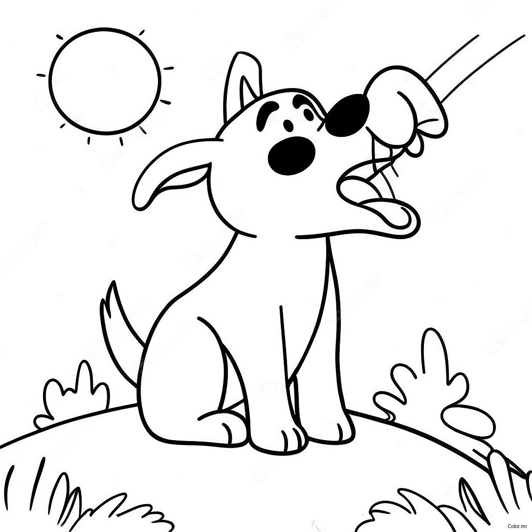 Fierce Cartoon Dog Howling At The Moon Coloring Page 36425 30373