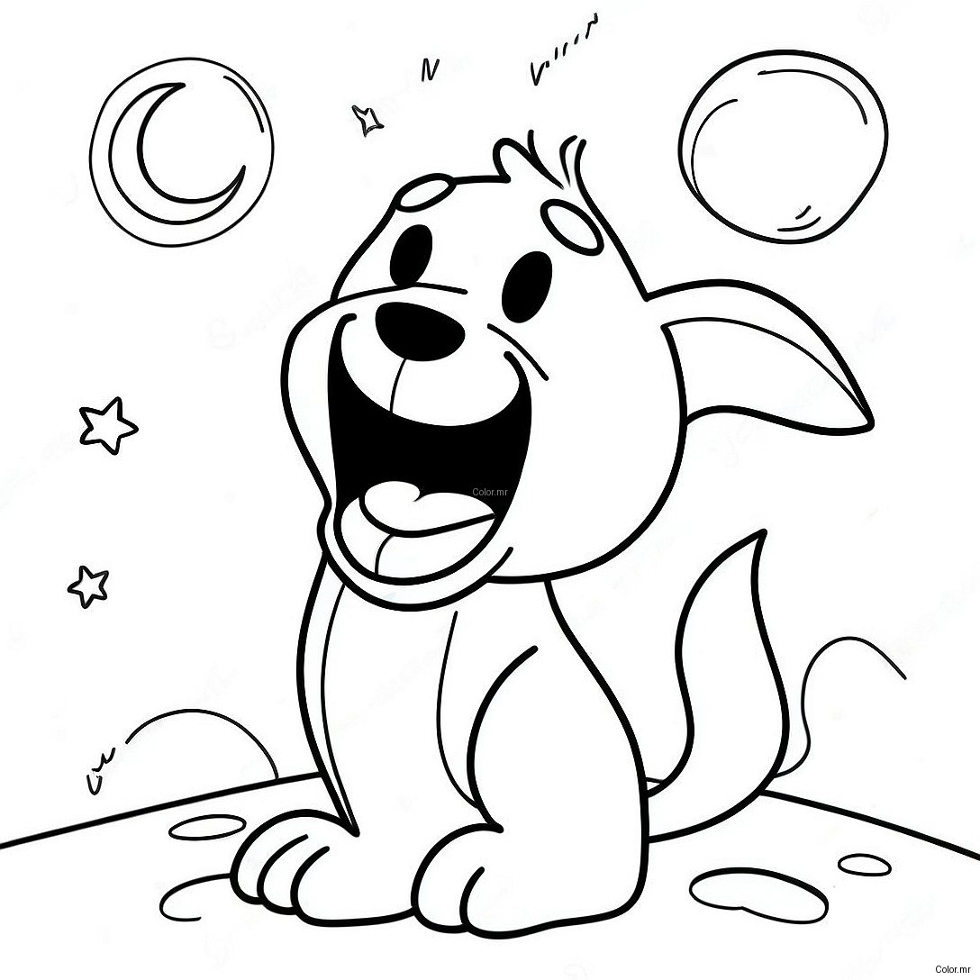 Fierce Cartoon Dog Howling At The Moon Coloring Page 36425 30374