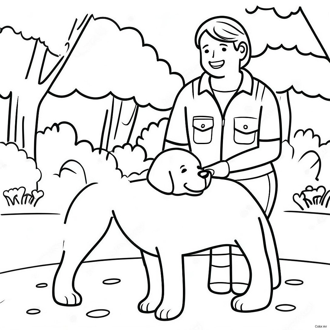 Friendly Service Dog In A Park Coloring Page 47114 39209