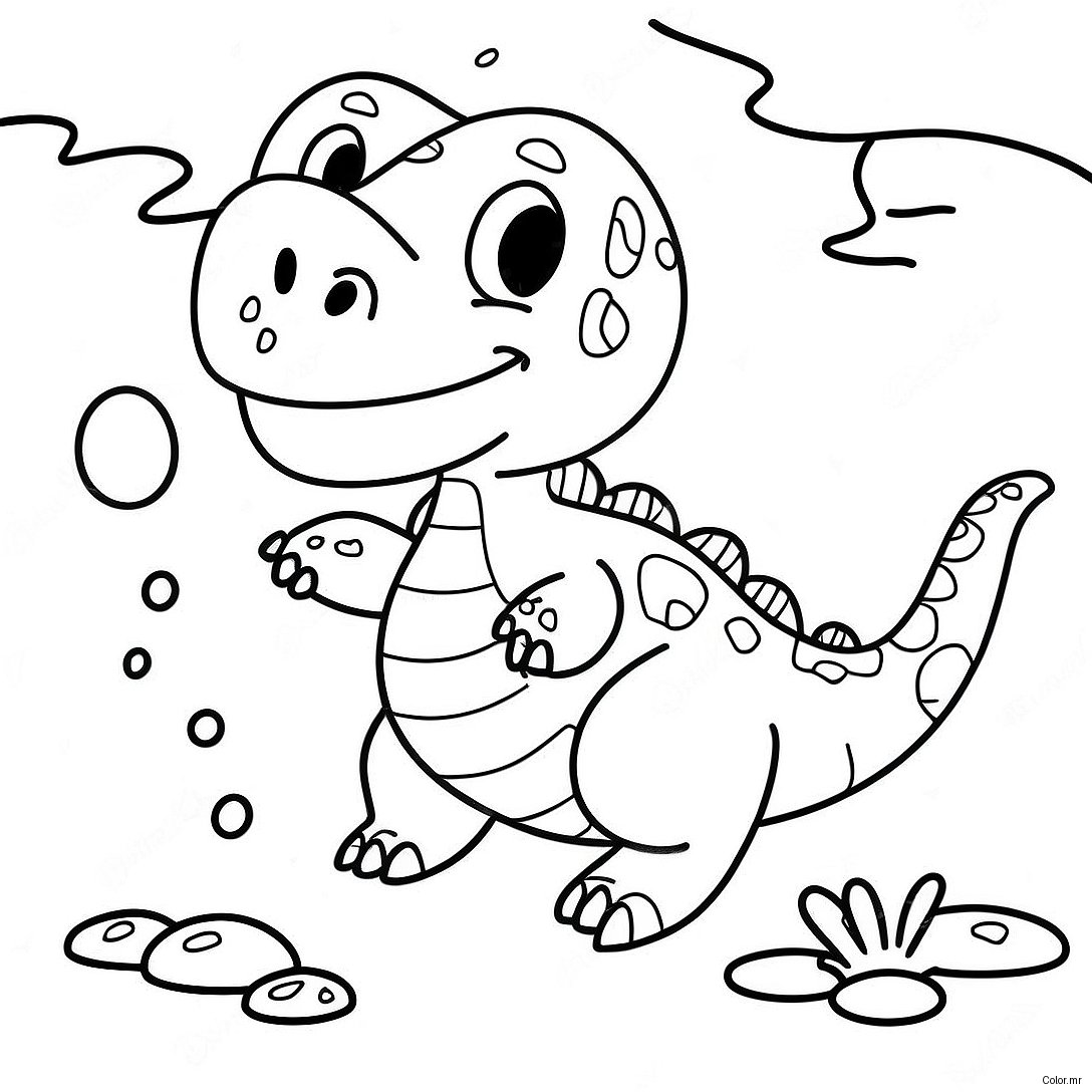 Friendly Water Dinosaur Swimming Coloring Page 29778 26829