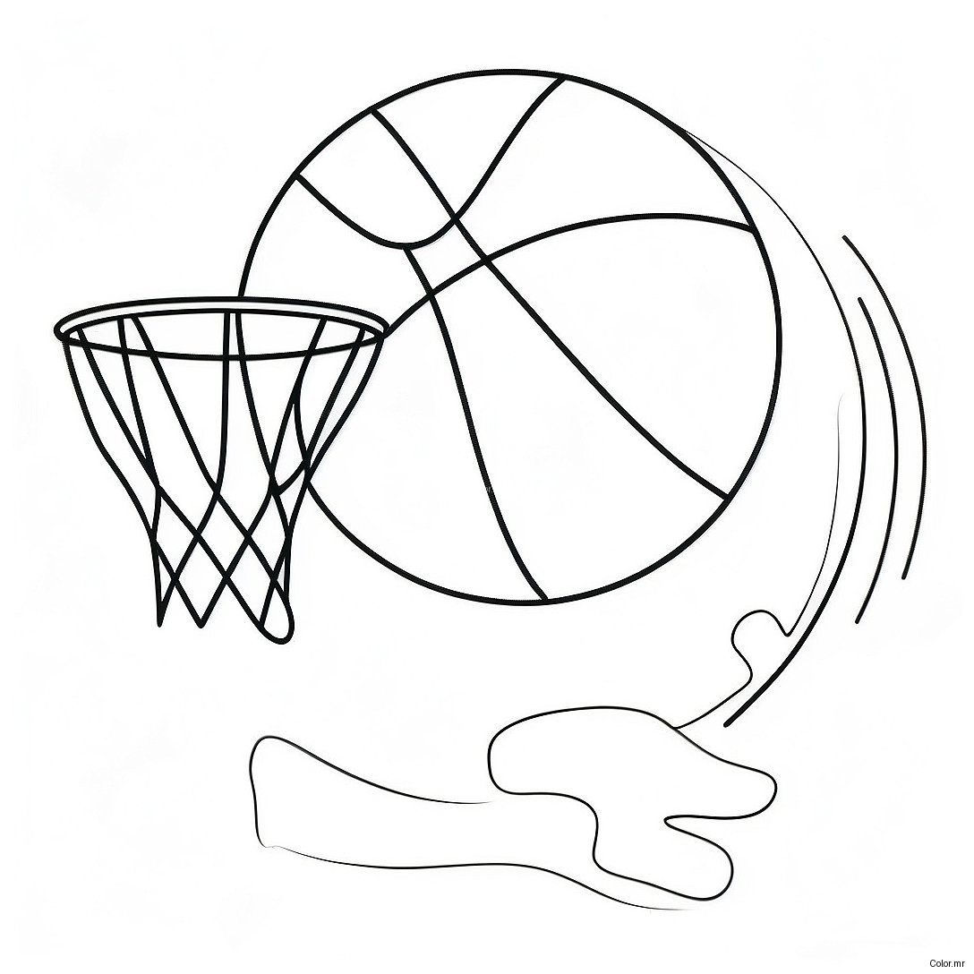 Fun Basketball Hoop With Ball Coloring Page 23334 21407
