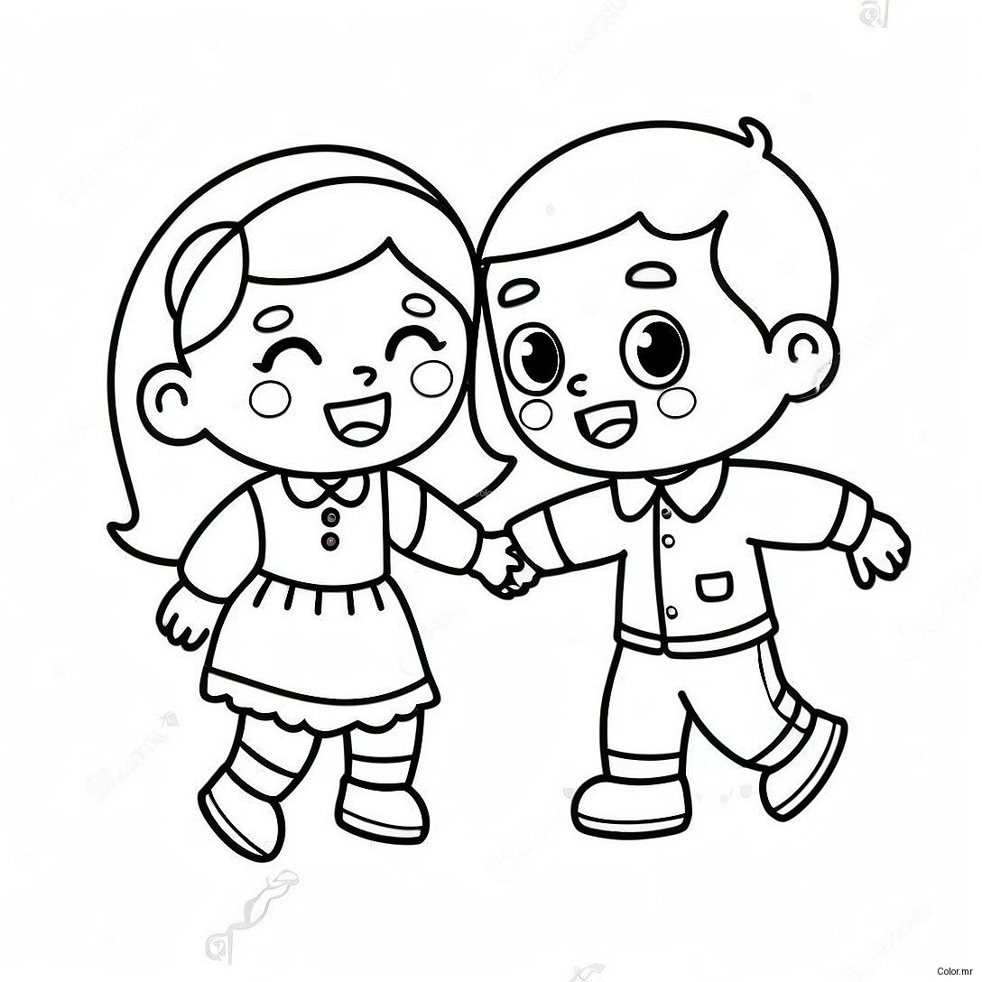 Fun Boy And Girl Playing Together Coloring Page 16252 13713