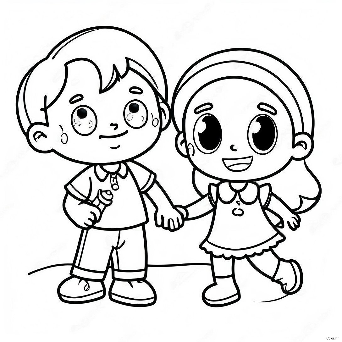Fun Boy And Girl Playing Together Coloring Page 16252 13715