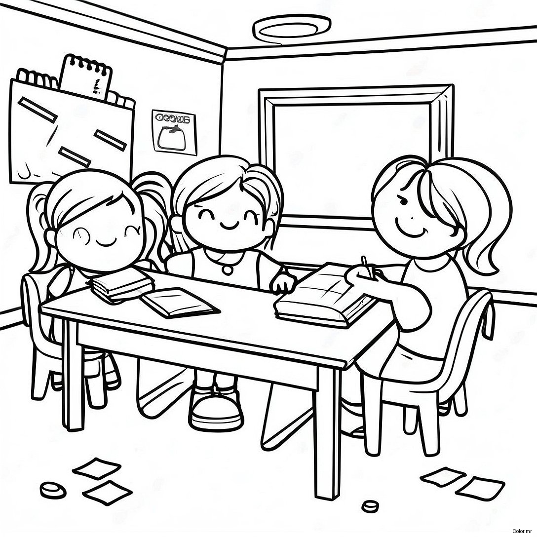 Fun Second Grade Classroom Coloring Page 41179 34196