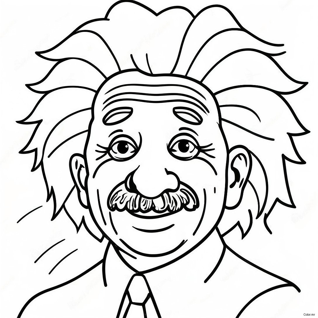 Funny Albert Einstein With Wild Hair Coloring Page 72975 60262