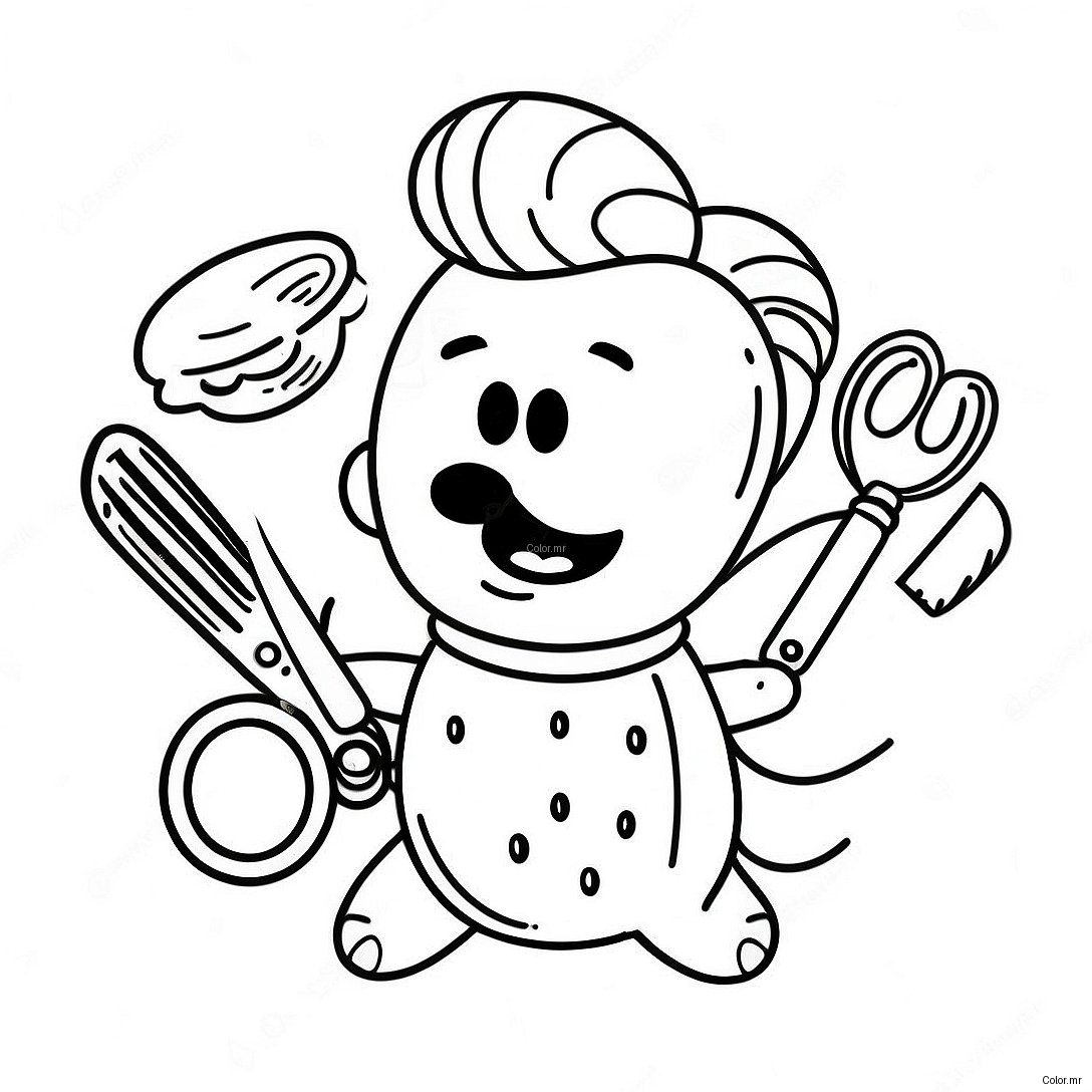 Funny Bread Barber With Scissors Coloring Page 39358 32686