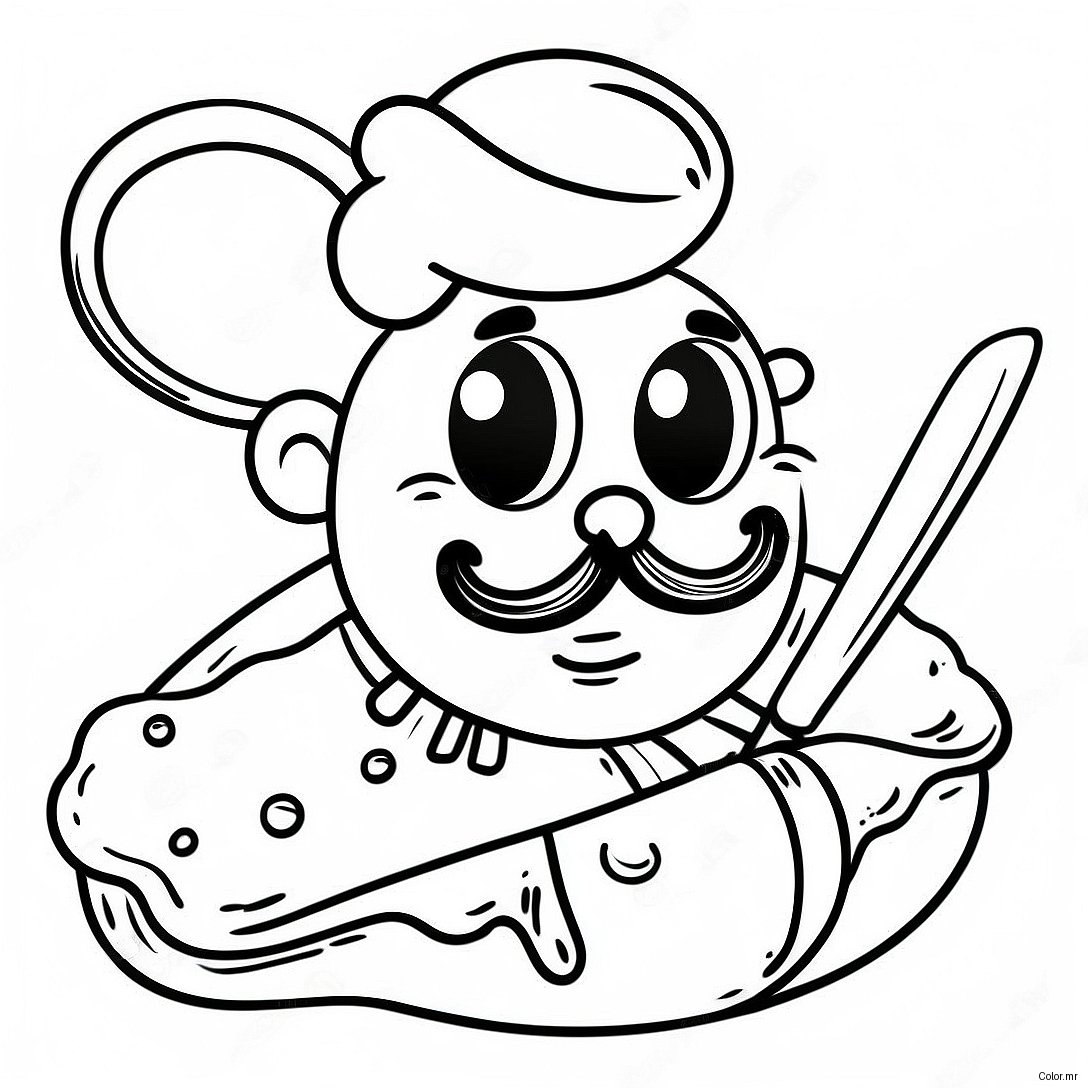 Funny Bread Barber With Scissors Coloring Page 39358 32688