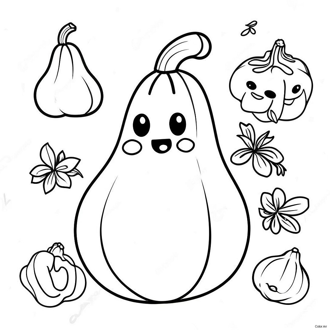 Funny Cartoon Gourd Coloring Page 65001 53729