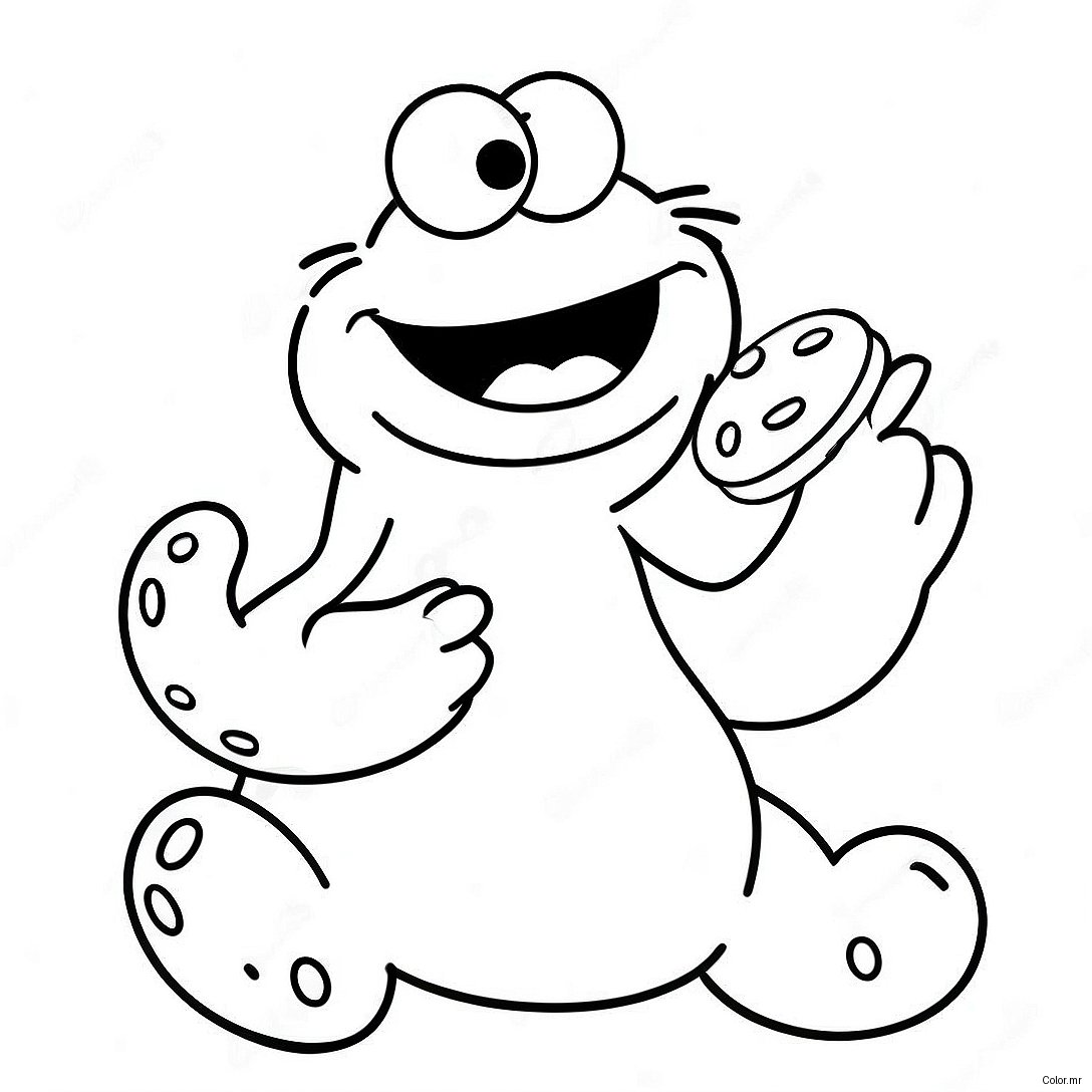 Funny Cookie Monster Eating Cookies Coloring Page 822 659