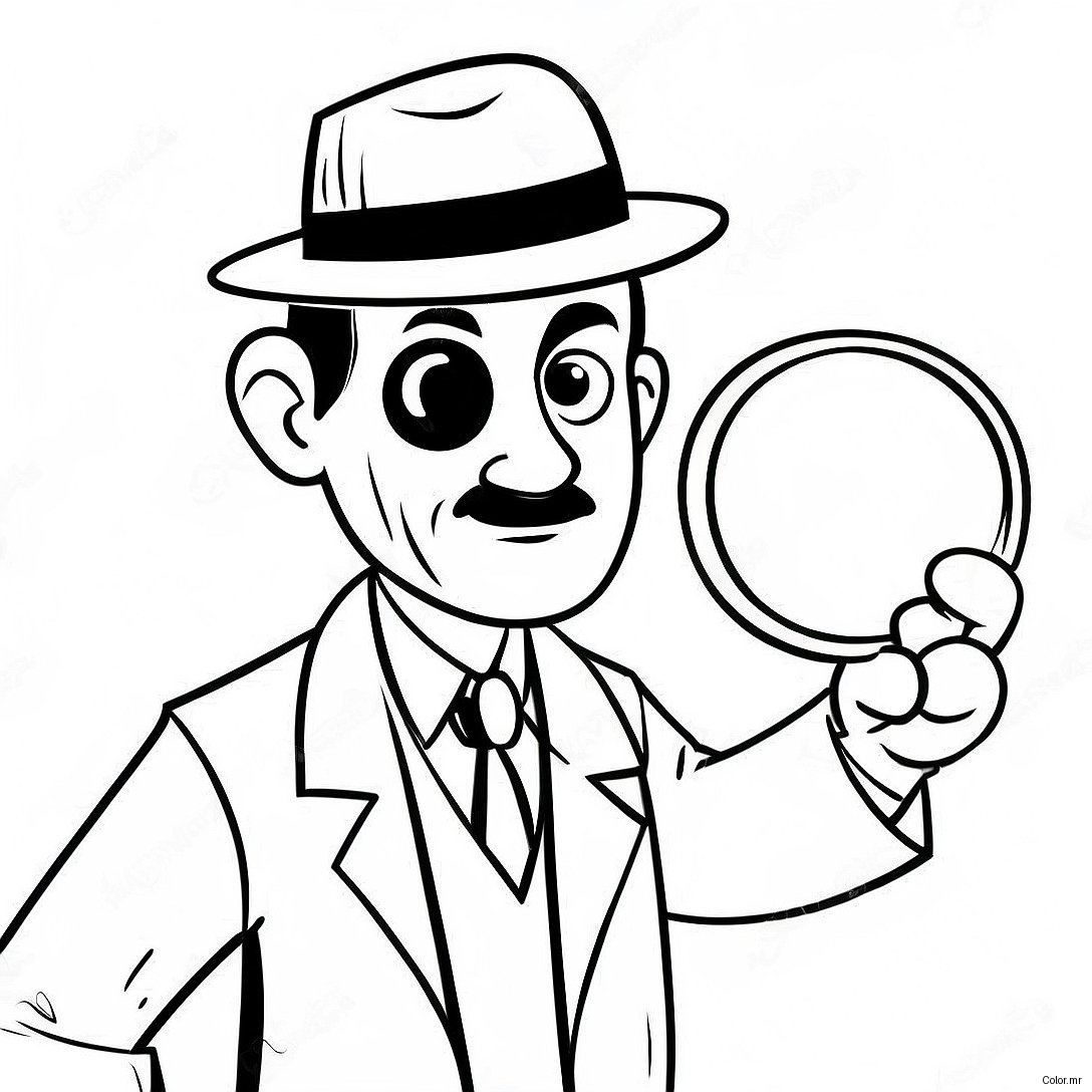 Funny Detective With Magnifying Glass Coloring Page 47284 39339