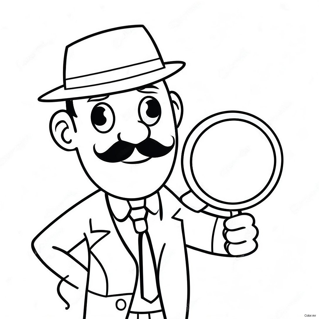 Funny Detective With Magnifying Glass Coloring Page 47284 39340