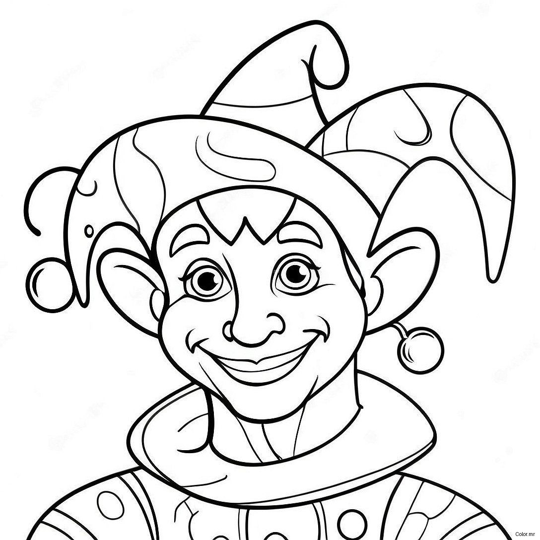 Funny Jester With Colorful Hat Coloring Page 39508 32793