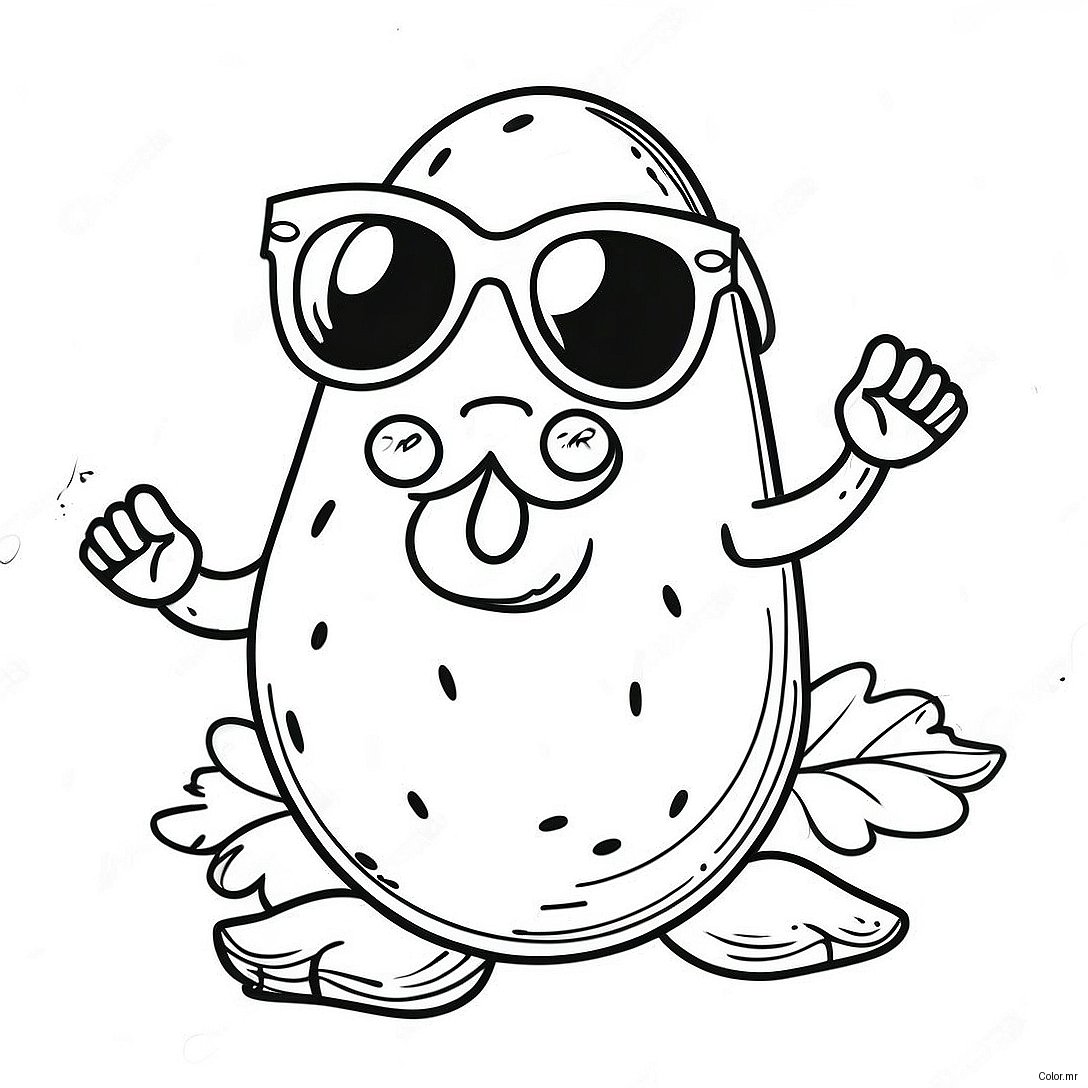 Funny Potato With Sunglasses Coloring Page 32310 16747