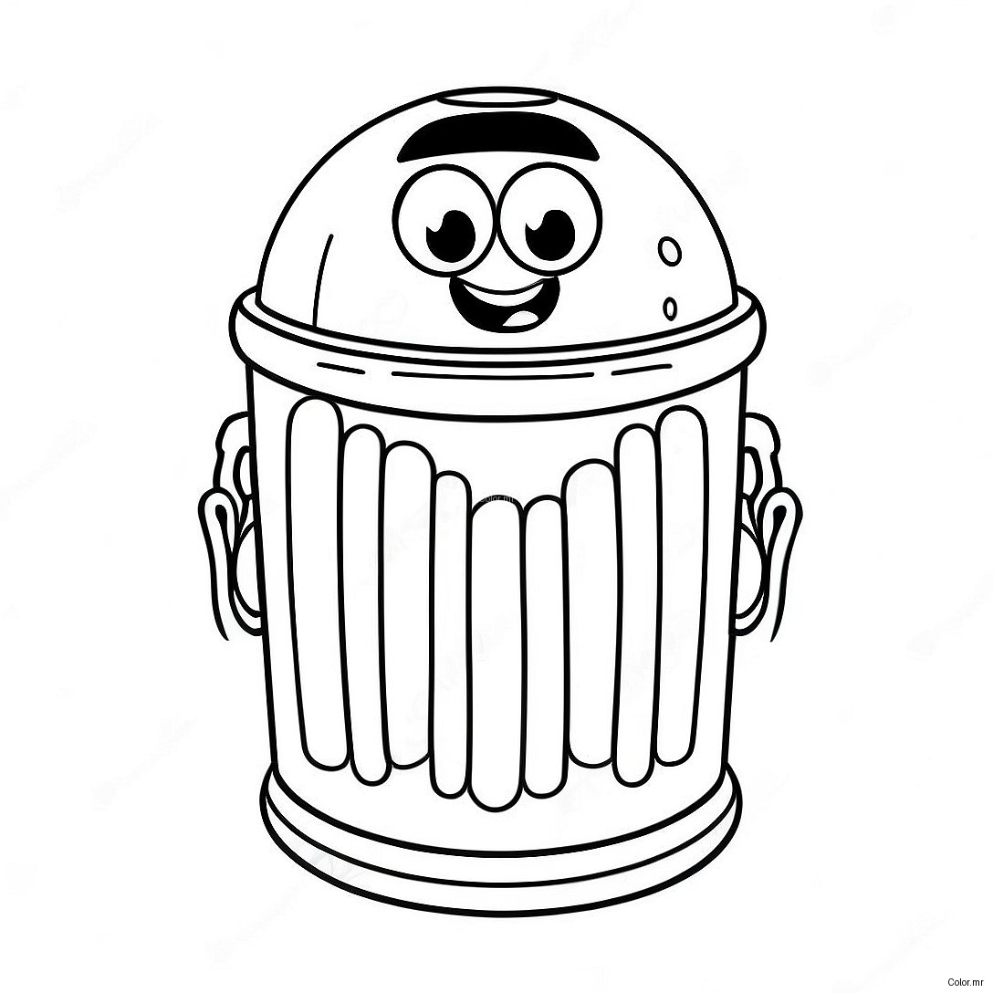 Funny Trash Can With Eyes Coloring Page 72945 60234