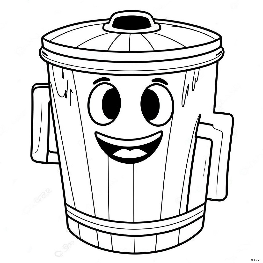 Funny Trash Can With Eyes Coloring Page 72945 60236