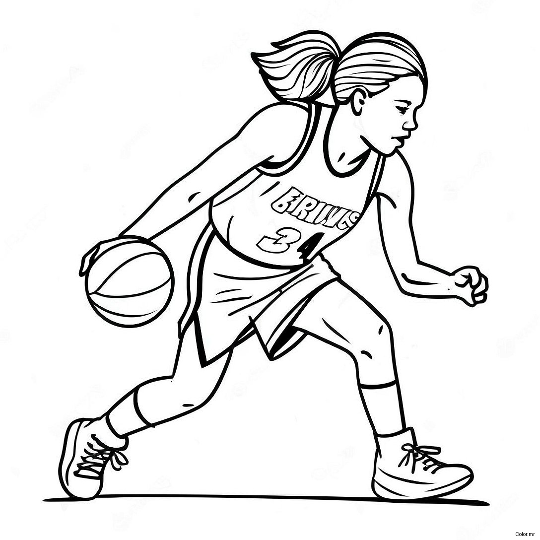 Girl Basketball Player Dribbling Coloring Page 48264 40110