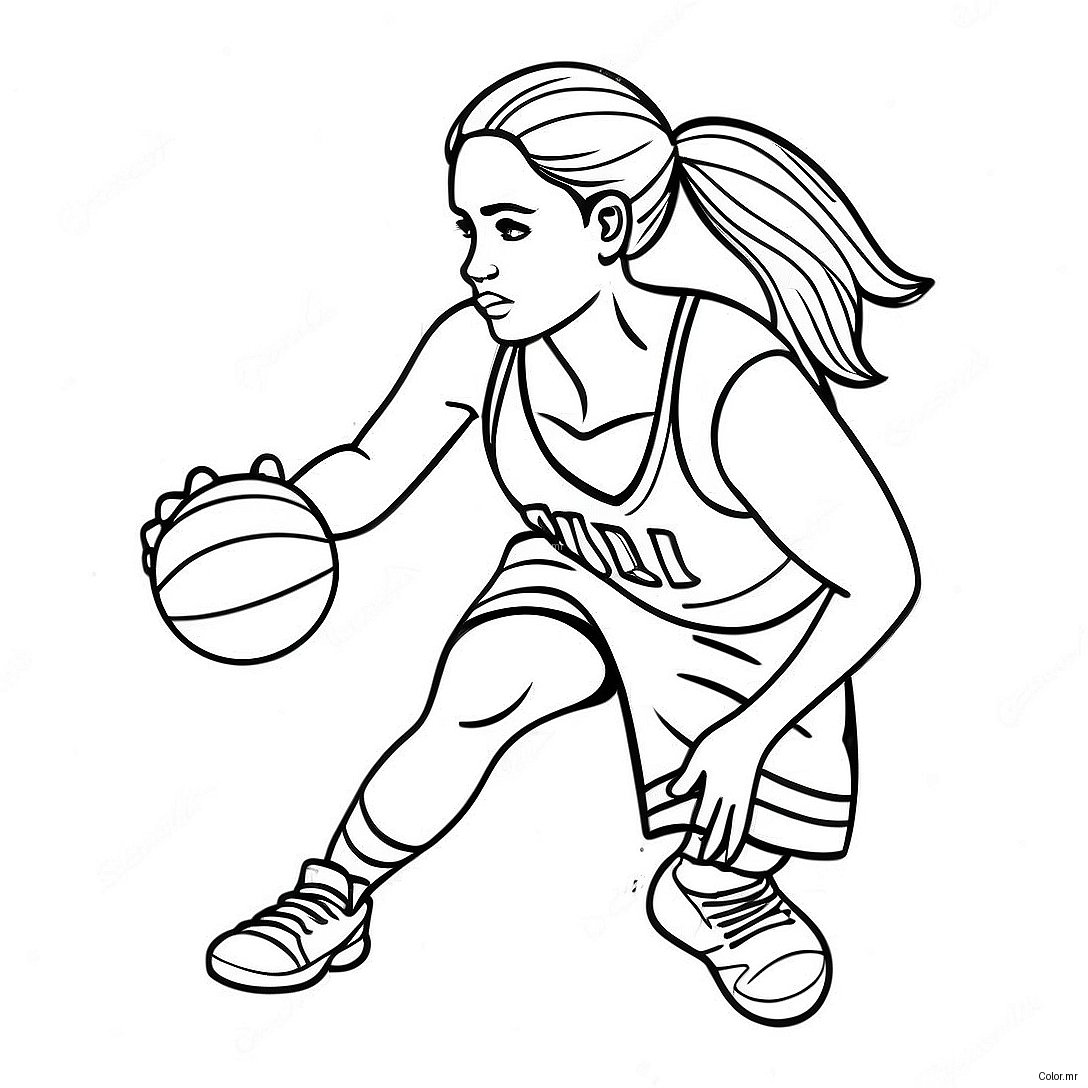 Girl Basketball Player Dribbling Coloring Page 48264 40112