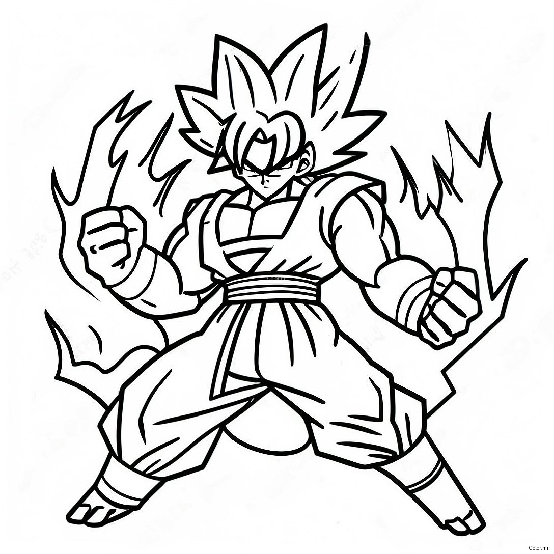 Goku Ultra Instinct In Battle Pose Coloring Page 9757 7966