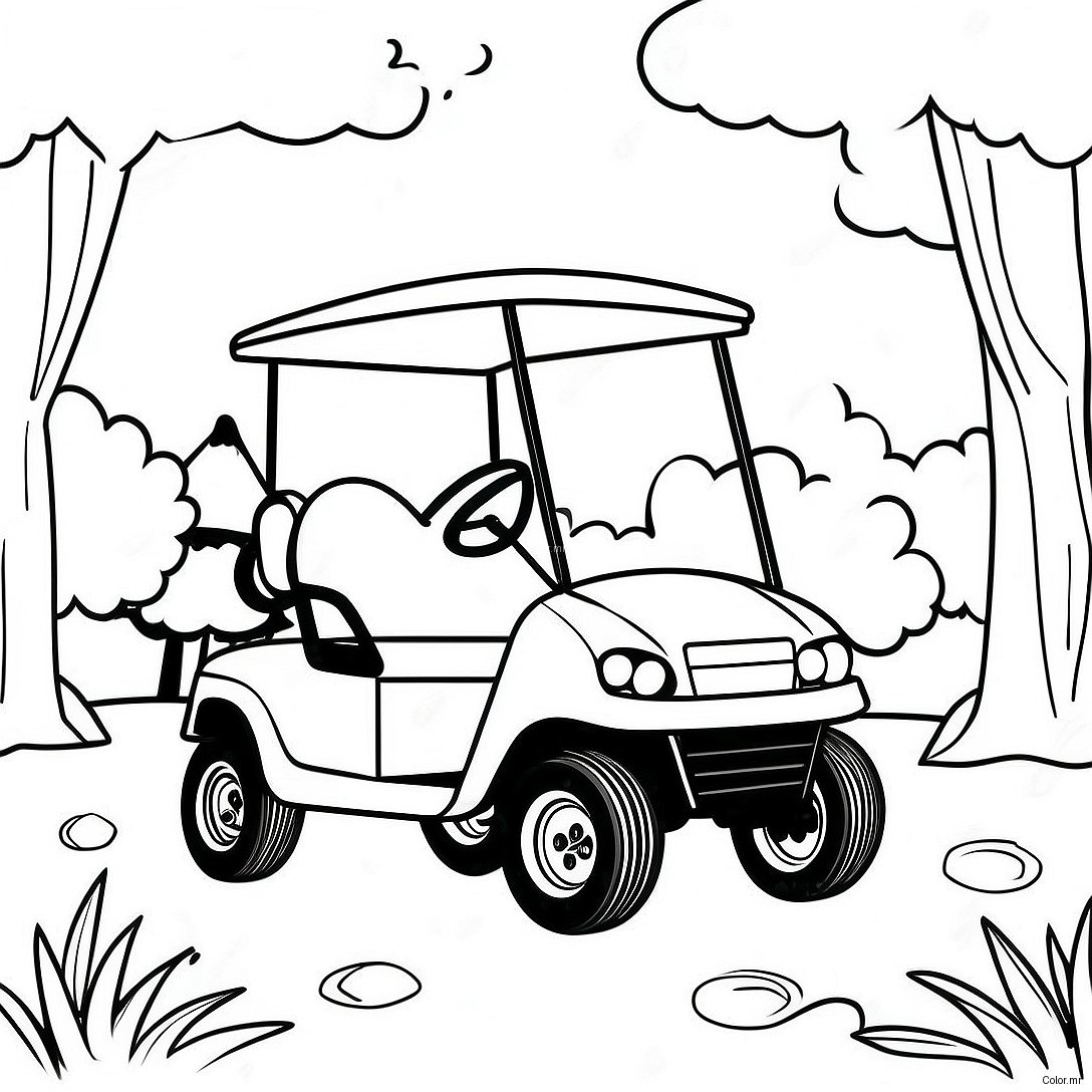 Golf Cart In A Sunny Park Coloring Page 55271 45973