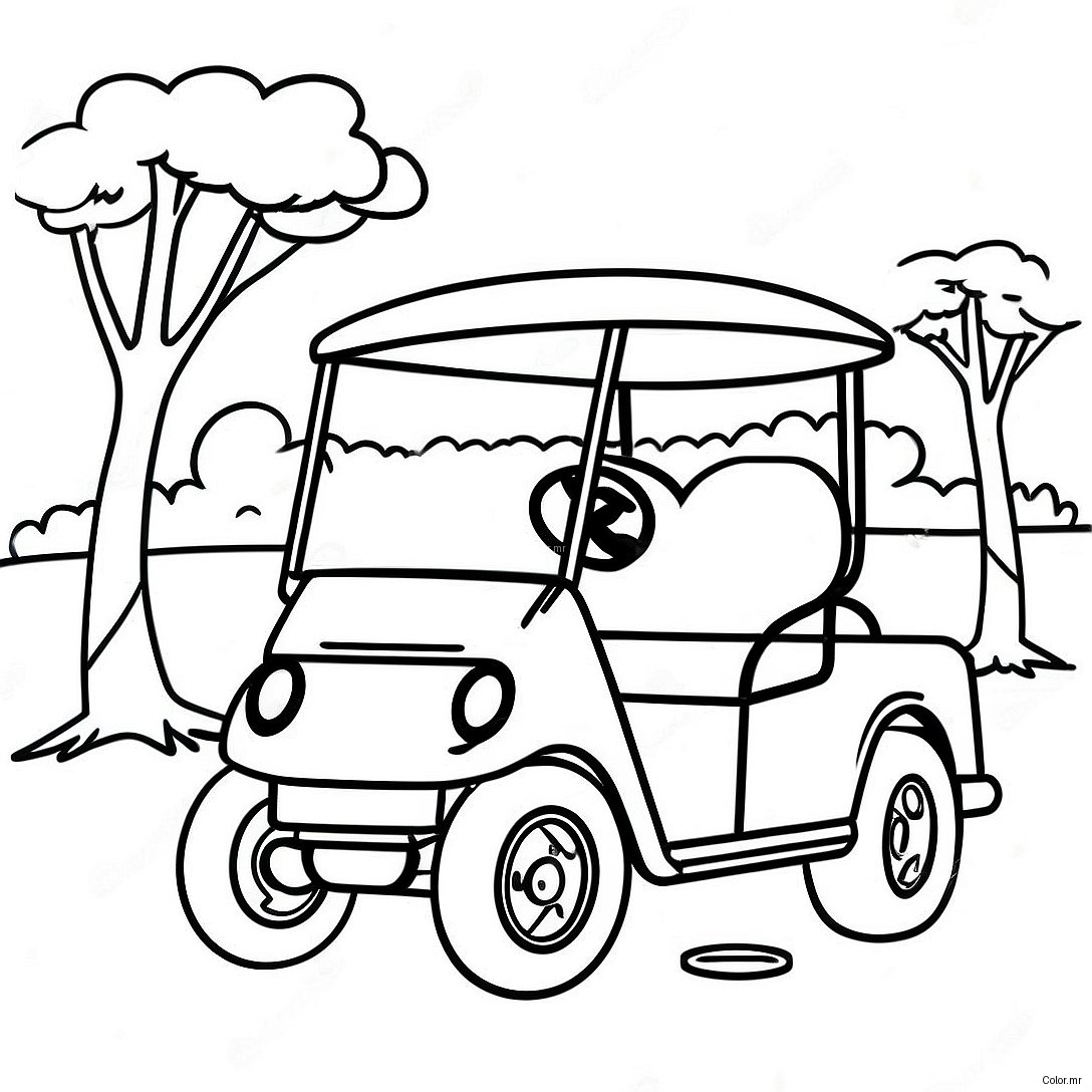 Golf Cart In A Sunny Park Coloring Page 55271 45974