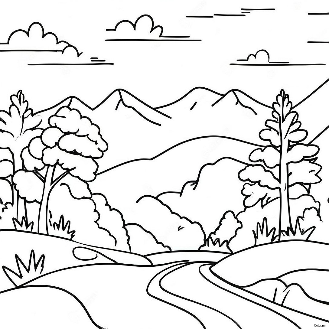 Great Smoky Mountains Scenic View Coloring Page 63529 52562