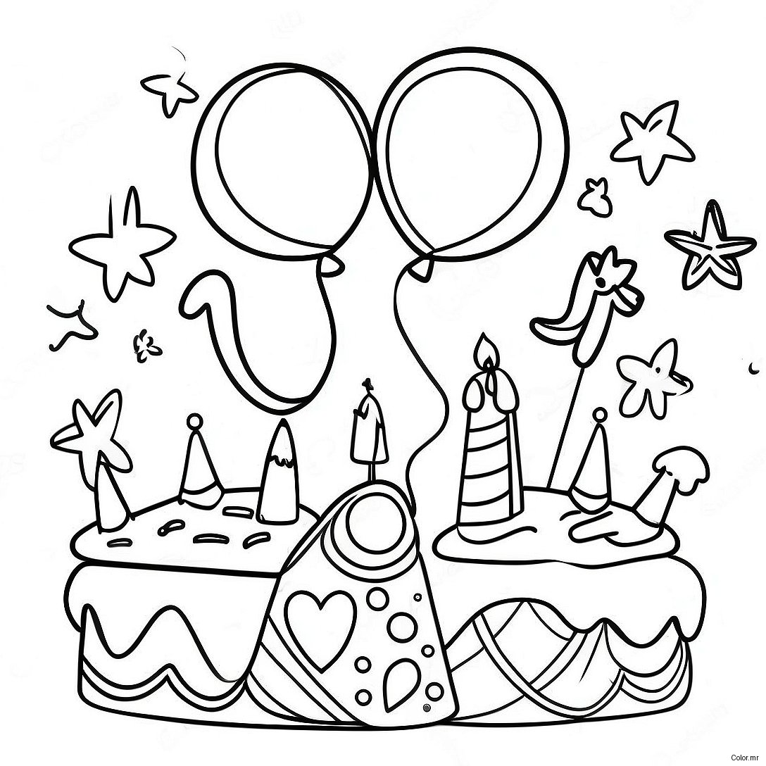Happy 10th Birthday Celebration Coloring Page 30898 27709