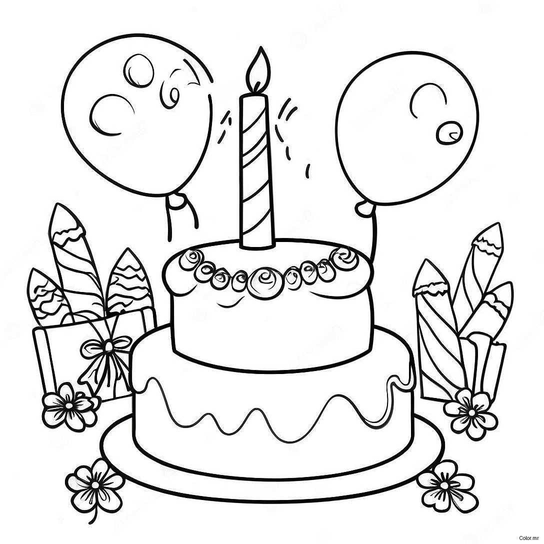 Happy 13th Birthday Celebration Coloring Page 68883 56777