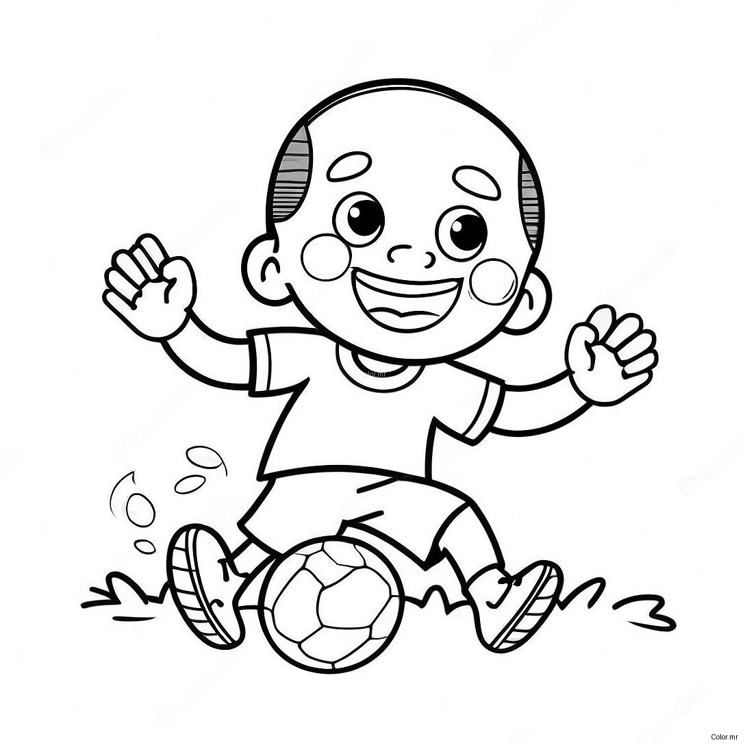 Happy Black Boy Playing Soccer Coloring Page 18036 15114