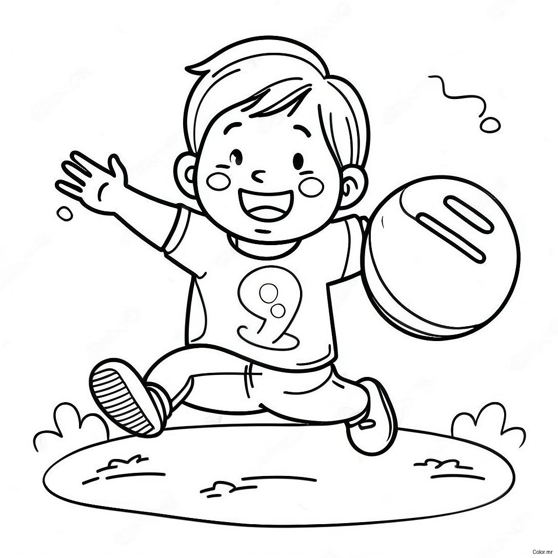 Happy Son Playing With A Ball Coloring Page 43813 36449