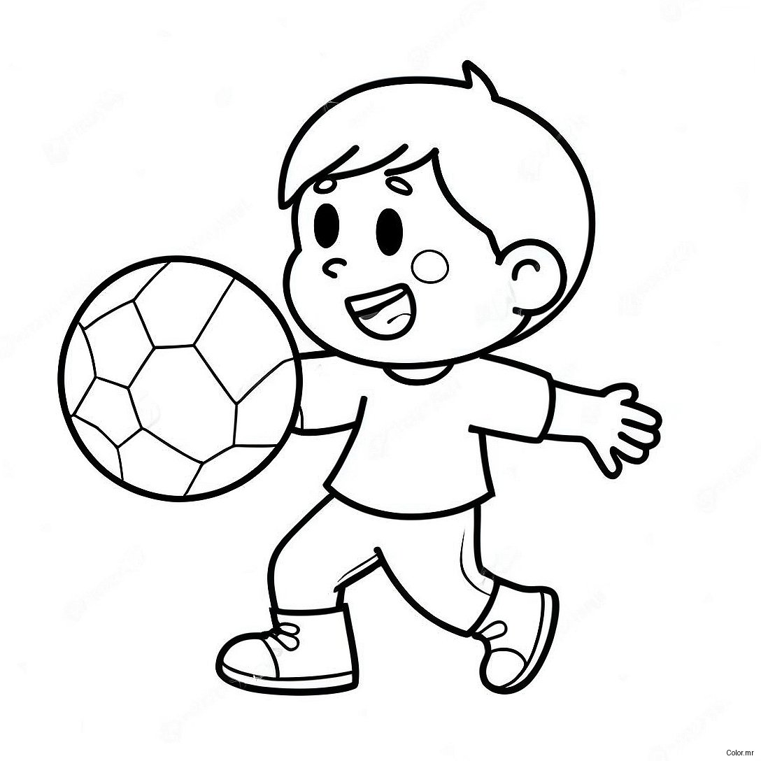 Happy Son Playing With A Ball Coloring Page 43813 36450