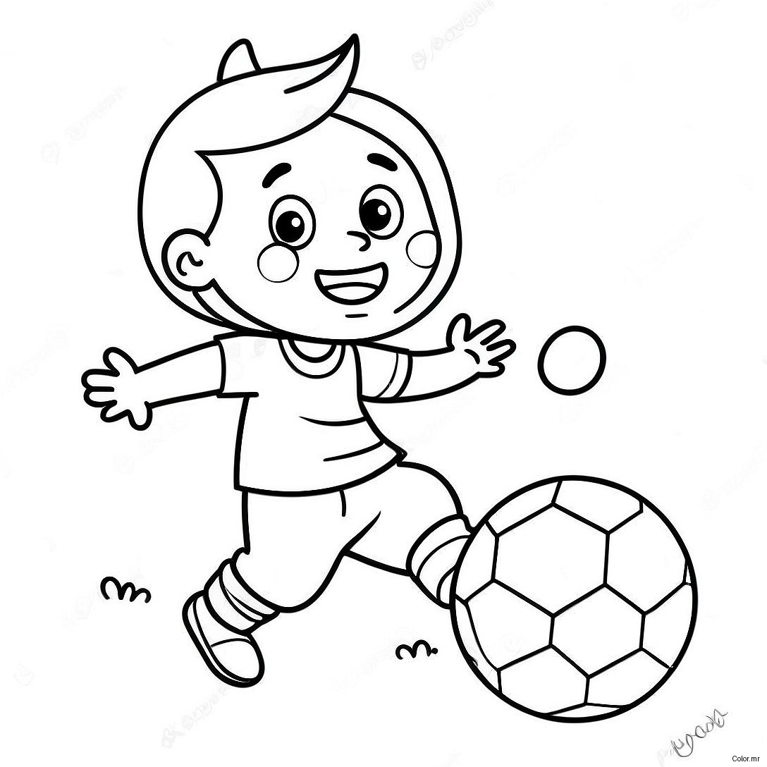 Happy Son Playing With A Ball Coloring Page 43813 36451